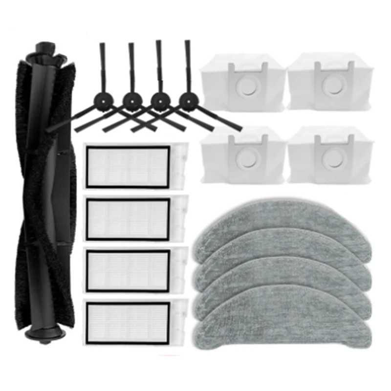 

17PCS For Xiaomi Roidmi EVE Plus Sweeper Parts Side Brush Kit Main Brush Dust Bag Mop Rag Vacuum Cleaner Accessories