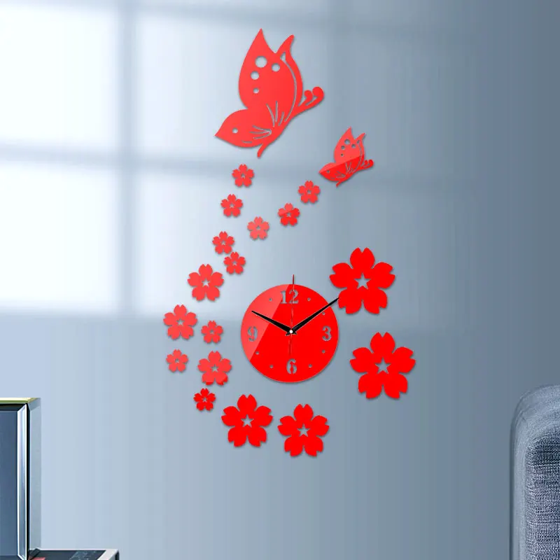 

Wall Clocks New sale Wall Acrylic Wall Sticker Stickers Home Decor Modern Large 3d Clock Fashion sale Butterfly Mirror New Sale