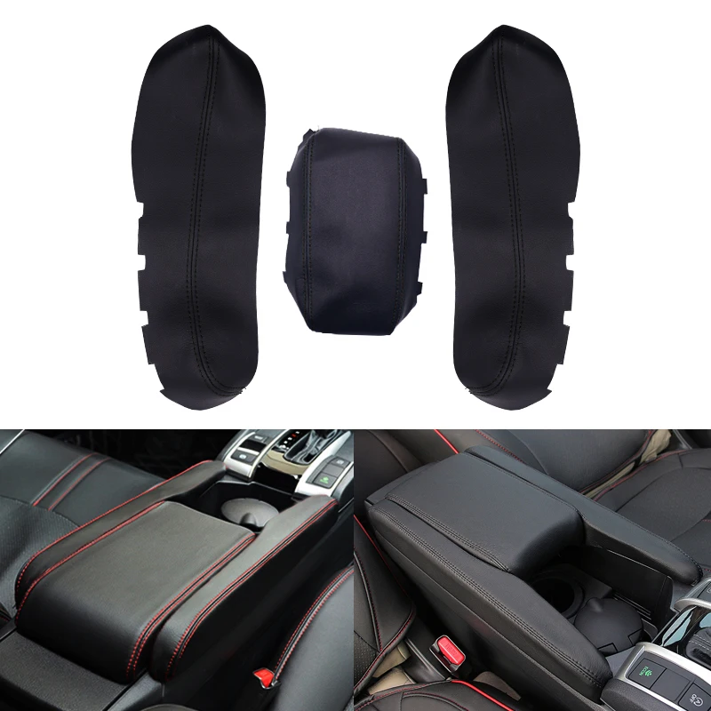 

Center Console Lid Armrest Box / Door Handle Panel Microfiber Leather Protective Cover Trim For Honda Civic 10th Gen 2016 2017