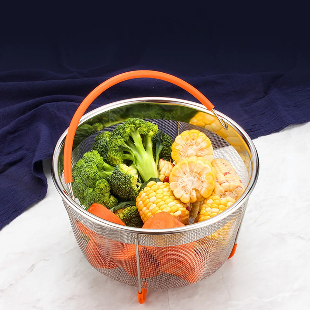 

Паровая корзина с силиконовой ручкой, Многофункциональная Корзина из нержавеющей стали для чистки фруктов, сушилка для овощей