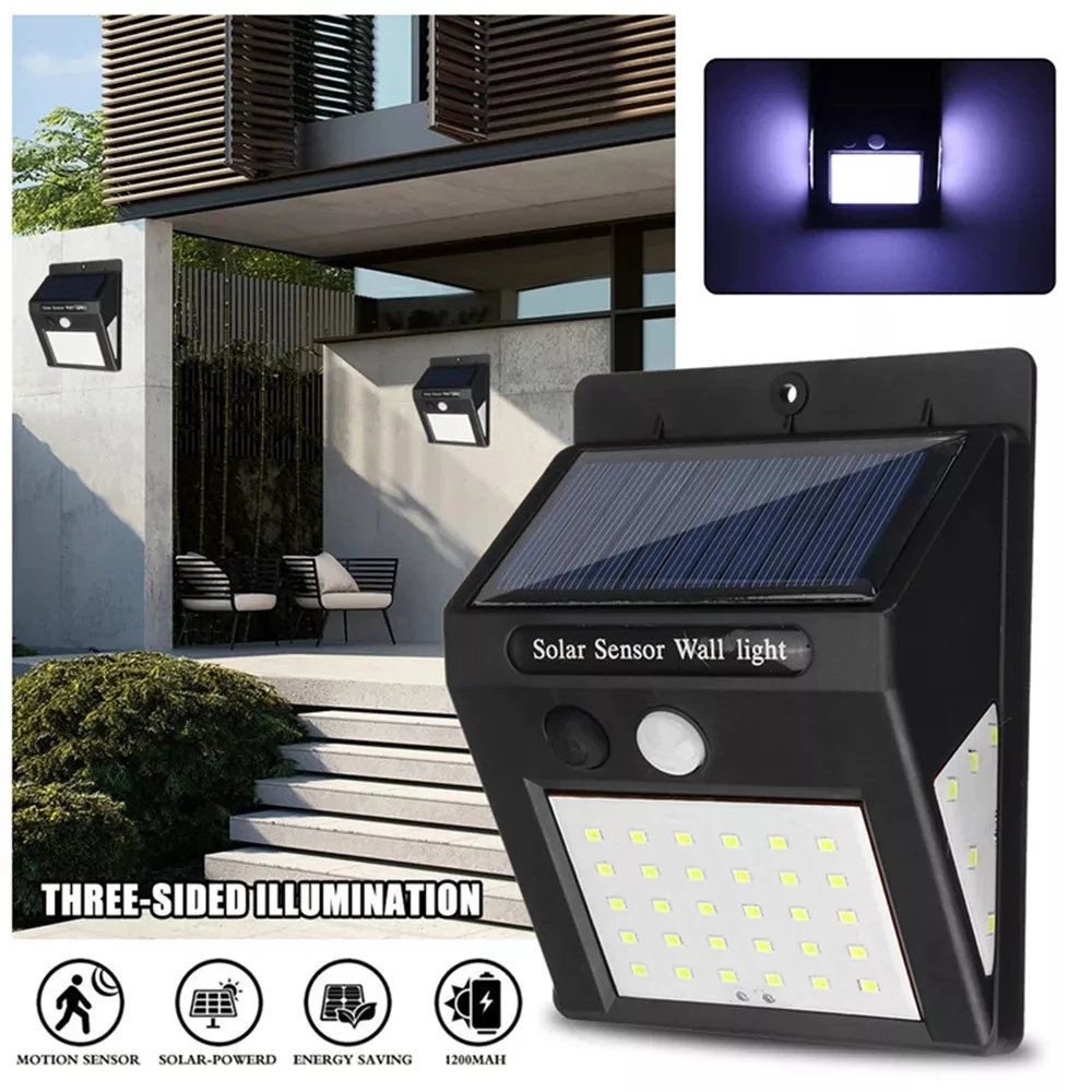 

40LED Solar Power Light PIR Motion Sensor Garden Yard Wall Lamp Waterproof Garden Light Path Emergency Security Light 3 Side