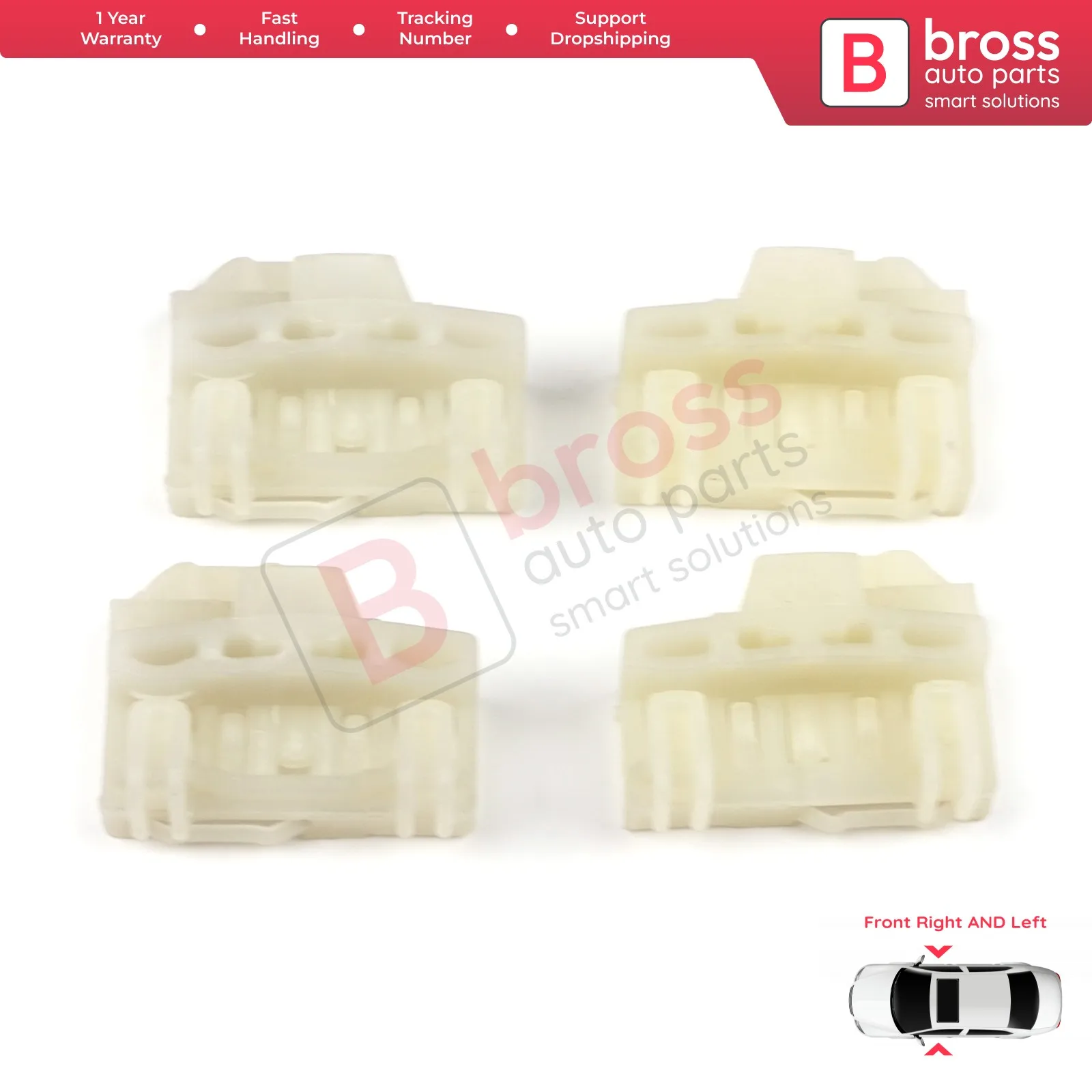 

Bross BWR46+BWR47 4 Pieces Window Regulator Clips Front Left&Right Doors for Audi VW Seat Pontiac Oldsmobile Made in Turkey