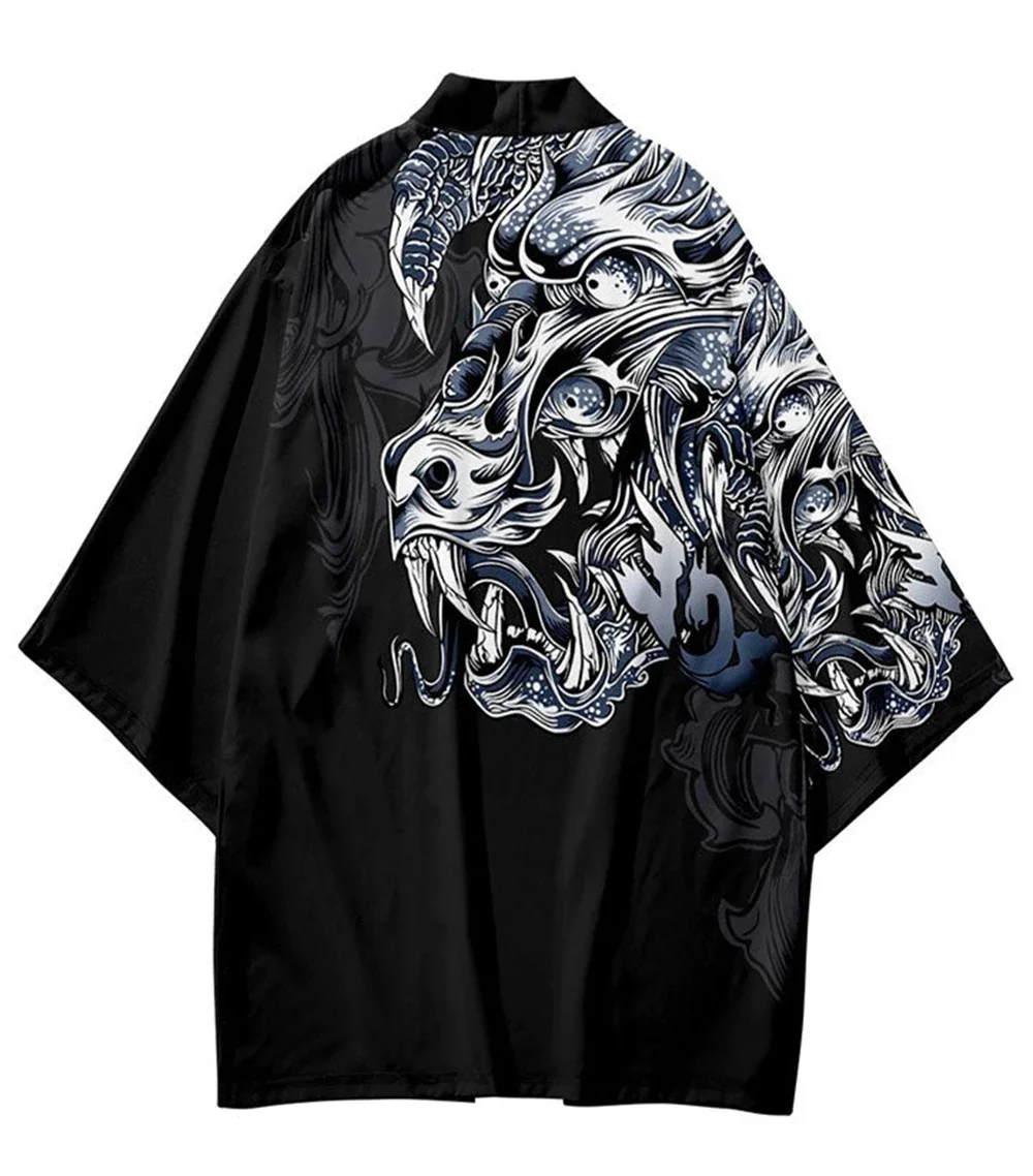 Новинка 2024 модное мужское кимоно с рукавом три четверти кардиган властителя