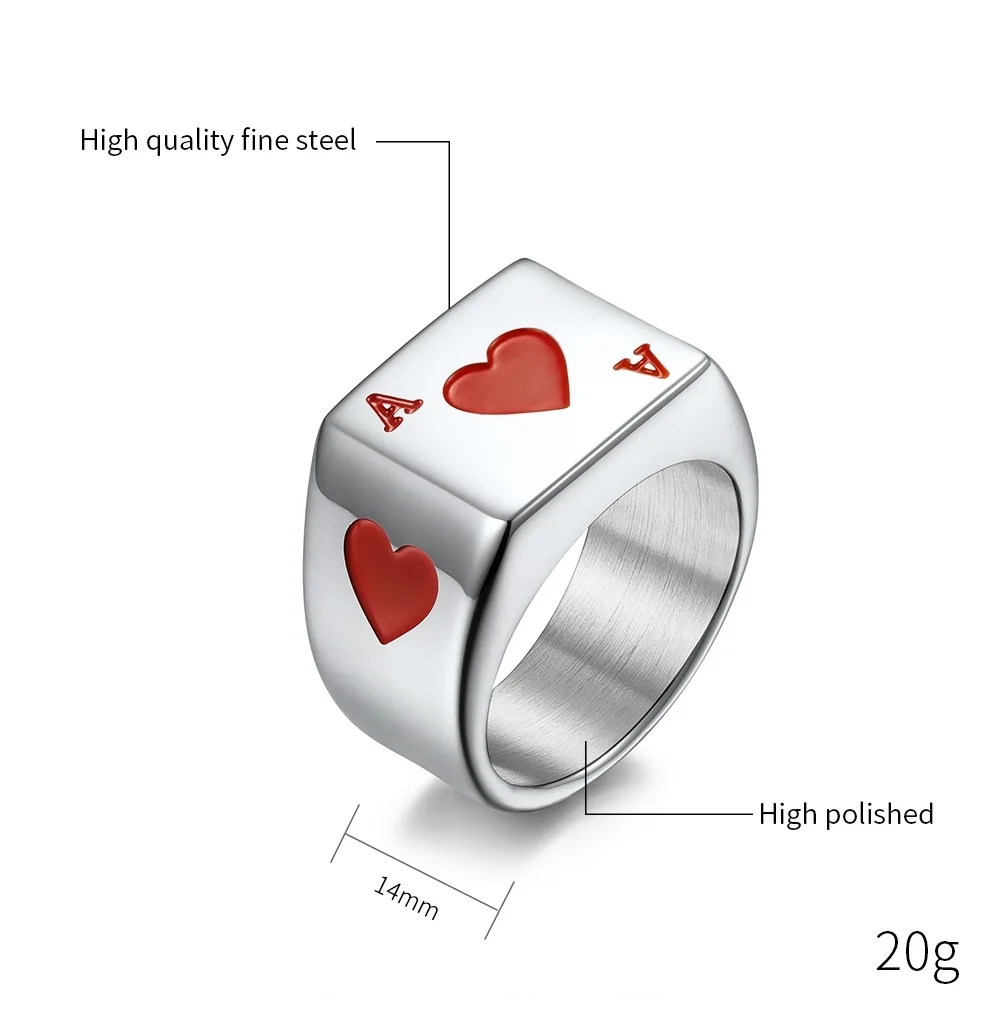 JHSL Большая большая лопатка в форме сердца для мужчин серебряный цвет нержавеющая