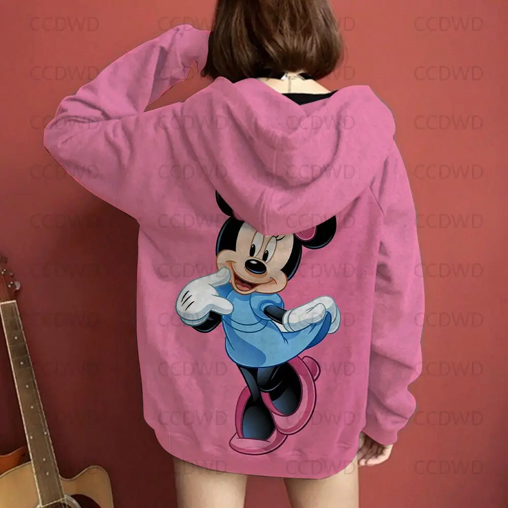 

Детская одежда, кавайная одежда, толстовки с капюшоном Минни Маус, женская модная Толстовка Y2k с капюшоном в стиле Диснея, куртки, Свитшот