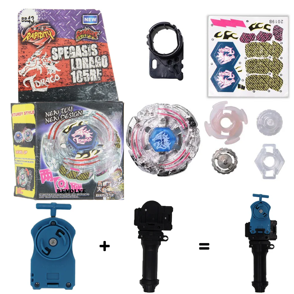 Фото B-X TOUPIE BURST BEYBLADE wyvron Lightning L-Drago 100HF BB43 с рукояткой + синяя леска для запуска №1
