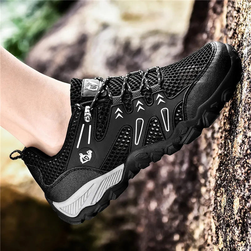JIEMIAO Hiking Shoes Summer Breathable Mesh Men Mountain Camping Shoes Non-slip Climbing Sneakers Outdoor Trekking Travel Shoes