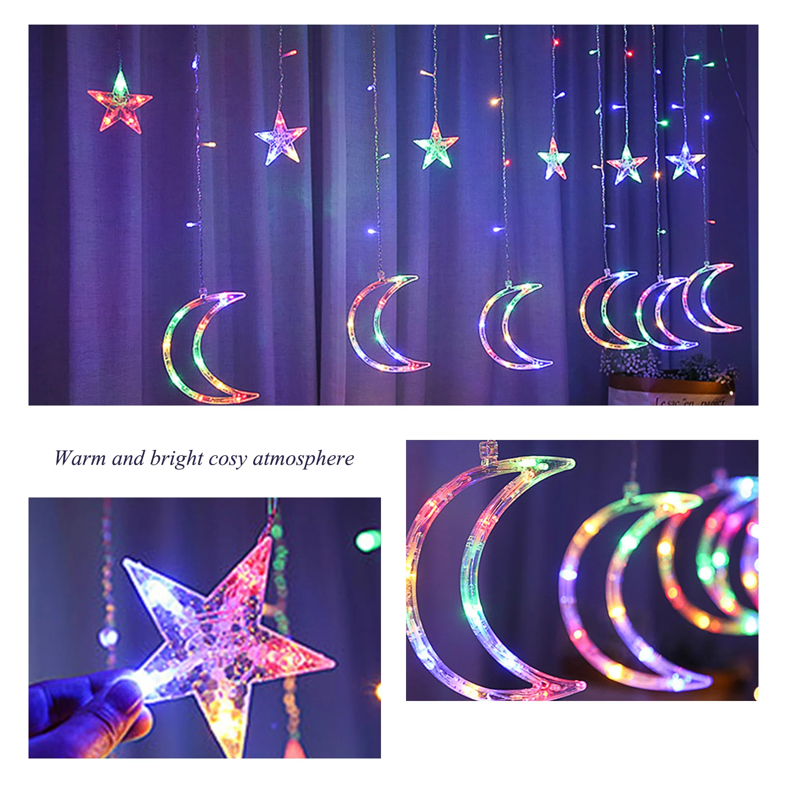

Star String Lights Ramadan Eid LED Light Home Decoration For Outdoor Indoor Wedding GardenMubarak Islam Curtain Light Romantic