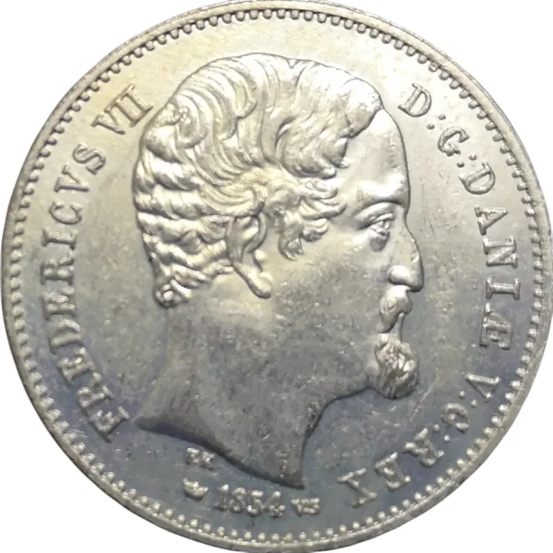 1854 Дания 1/2 Rigsdaler-Фредерик VII Посеребренная КОПИЯ монета UNC