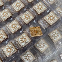 beaded buttons square for clothing designers costume crafting supplies garments sewing diy gold metal button 6pcs wholesale 2022