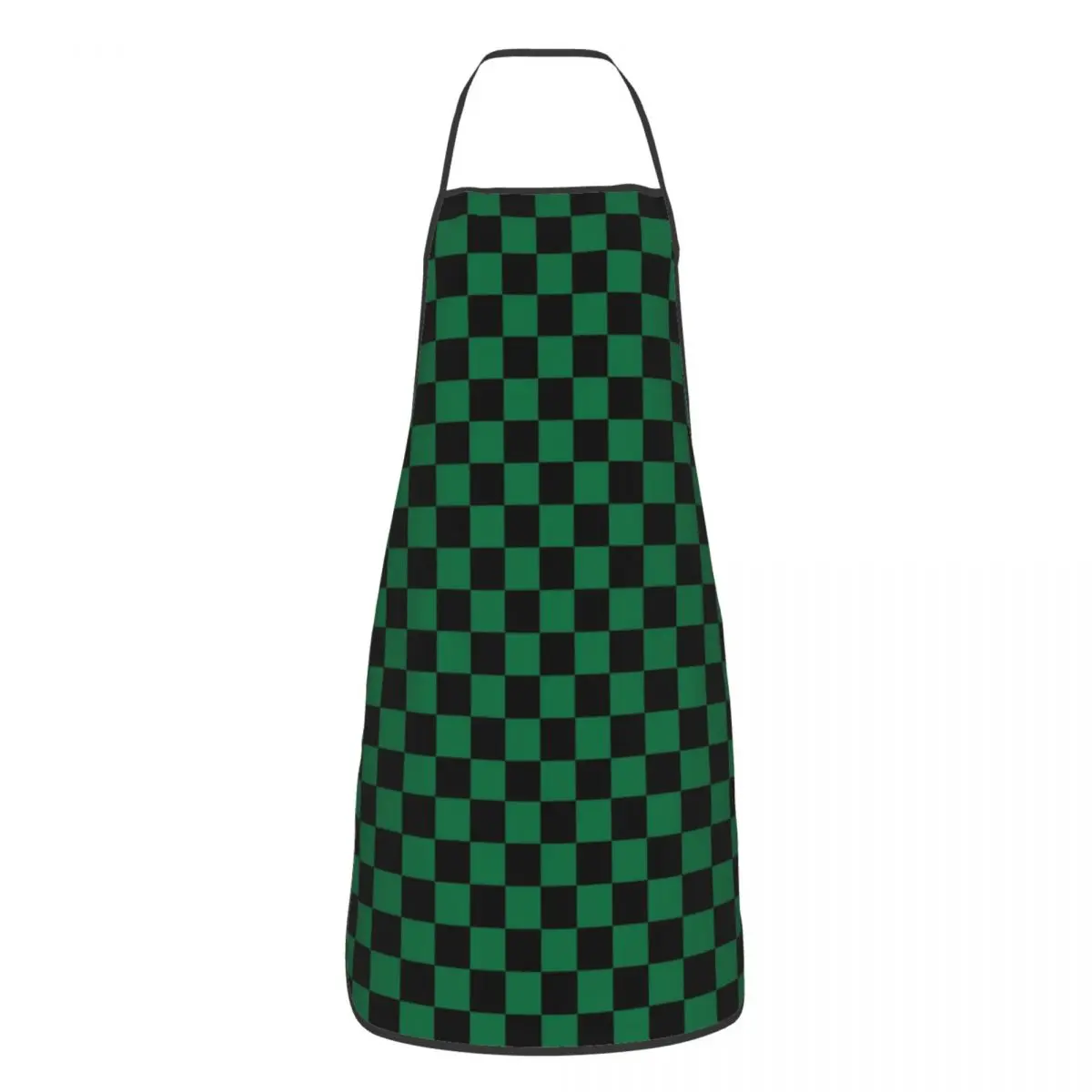 

Black And Cadmium Green Checkerboard Apron Kitchen Chef Cooking Baking Bib Women Men Checkered Tablier Cuisine for Gardening