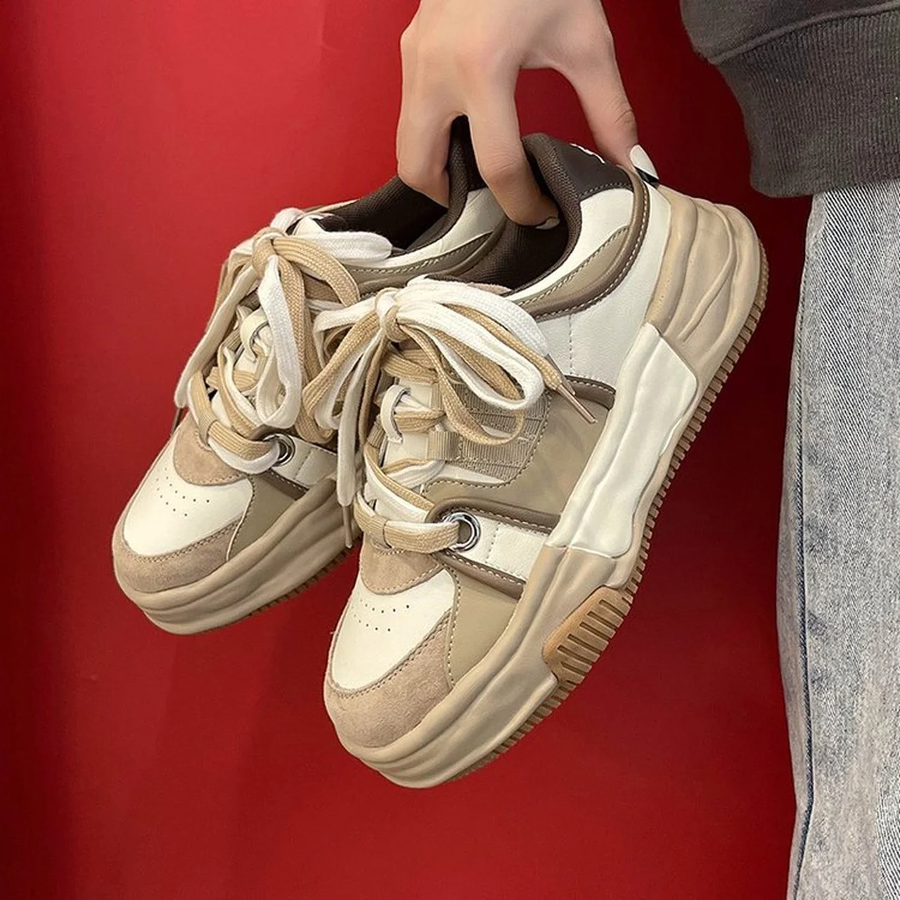 

Women's vulcanized shoes casual platform shoes autumn and winter fashion sports shoes color matching women's shoes running shoes