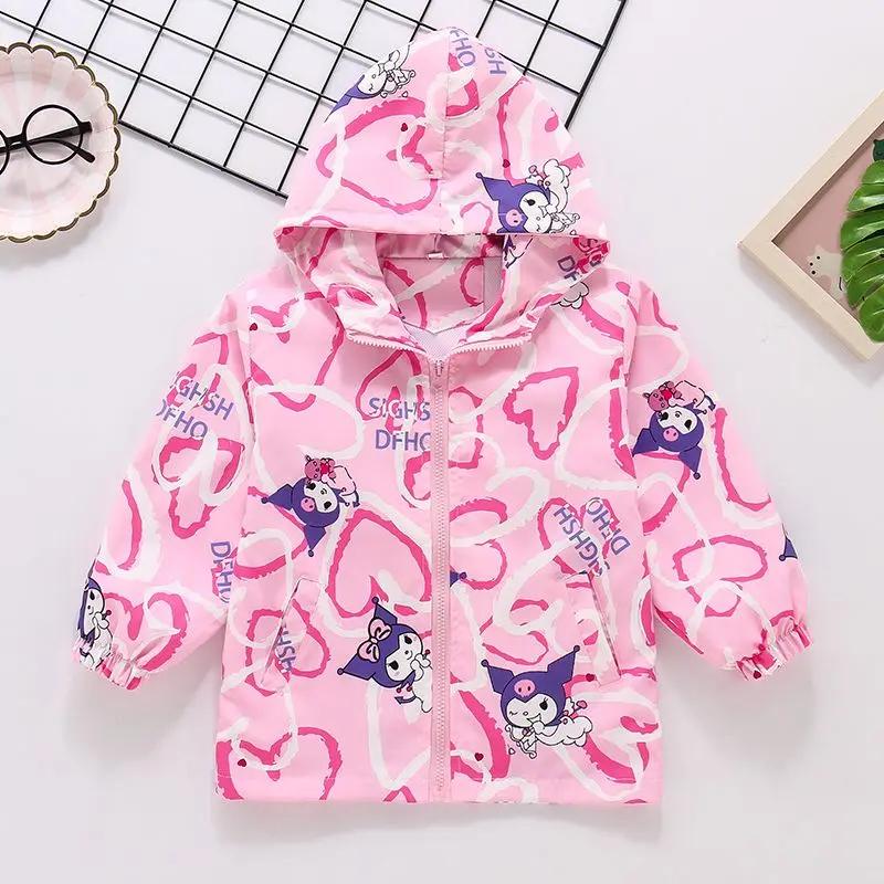 

Kawaii Sanrio аниме хобби Kuromi осенняя куртка для девочек полиэстер ветрозащитная тонкая куртка подарок на день рождения