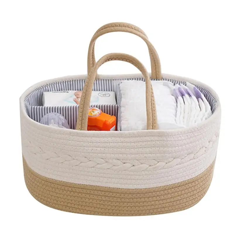 

Diaper Organizer Basket Divided Nursery Container For Wet Wipes Changing Table Organization Portable Diaper Baskets For Home