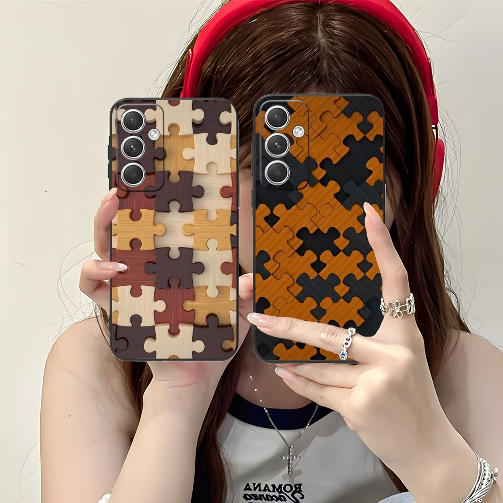 Чехол для мобильного телефона Puzzle Pretty Fashion Samsung M55 35 15 54 34 14 33 23 13 42 32 22 F55 12 5G черный
