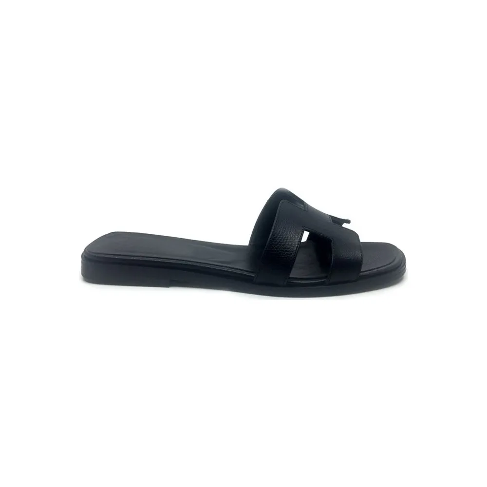 

Dorlie Navy Blue Leather Slippers-Adamarıs