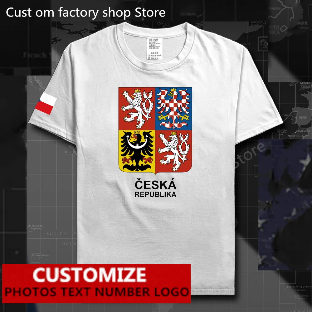 

Czech Republic Flag ​T shirt Free Custom Jersey Fans DIY Name Number LOGO 100% Cotton T-shirts Czechia Loose Casual T-shirt