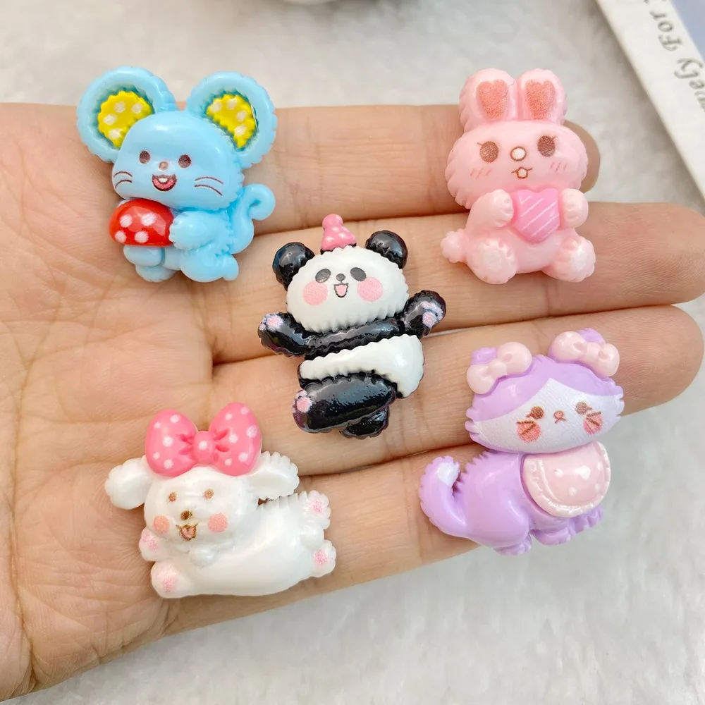 10 шт. новый милый мультяшный медведь кролик кошка мышь серия с плоской спинкой