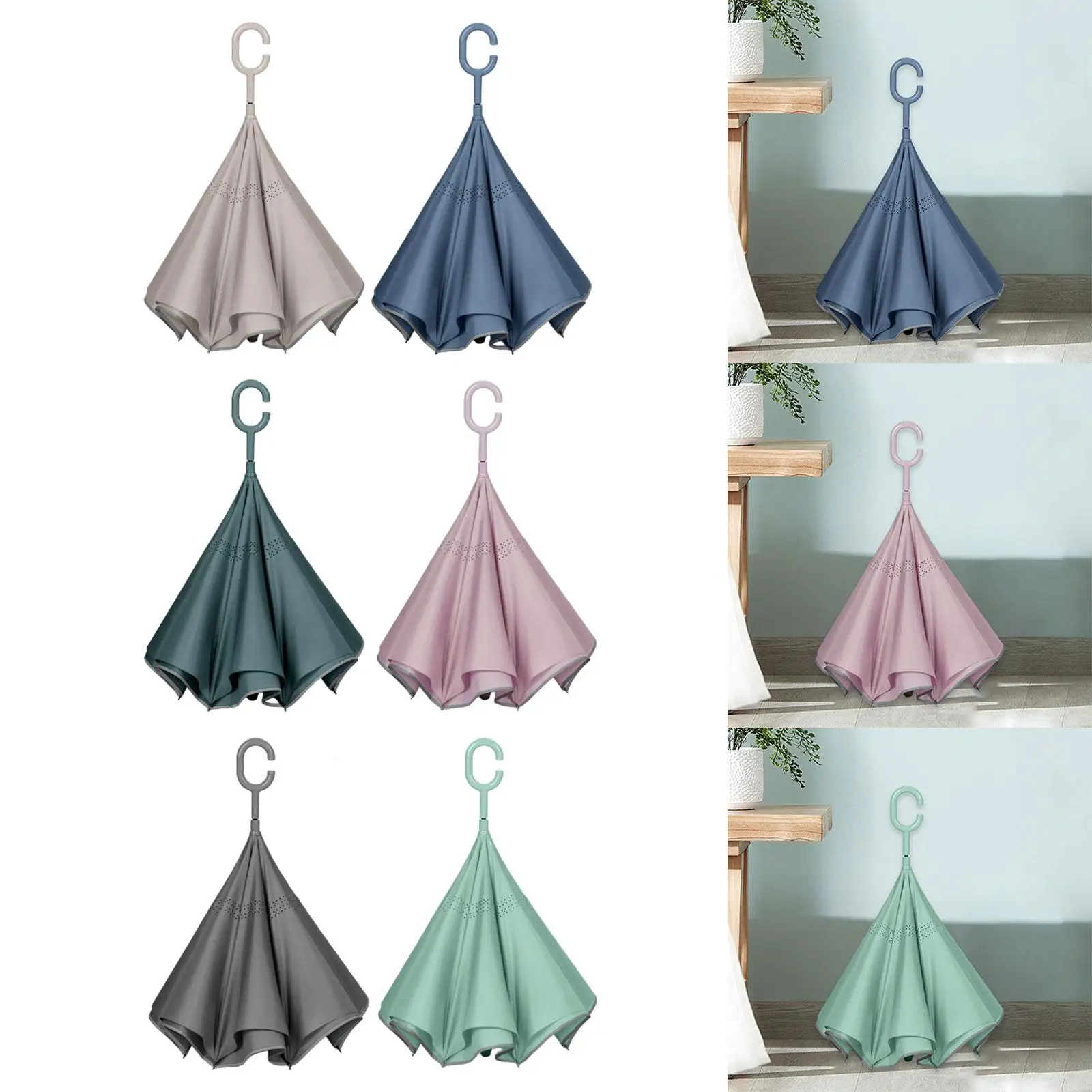 Зворотный зонт от дождя ветрозащитный двухслойный современный перевернутый для