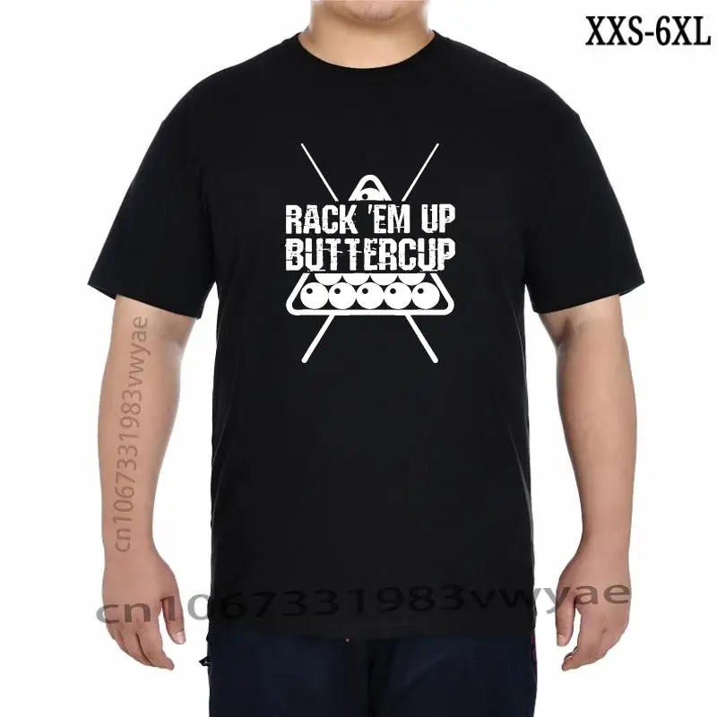 

Funny Pool Billards Shirt Rack Em Up Buttercup Cotton Top TShirts For Men Chinese Style Tops & Tees Discount Customized