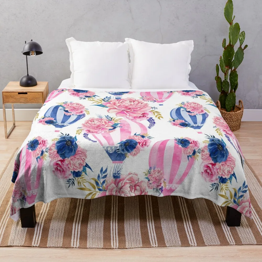 

Hot Air Balloon pattern Throw Blanket Decorative Sofa Blankets Double Summer Blanket