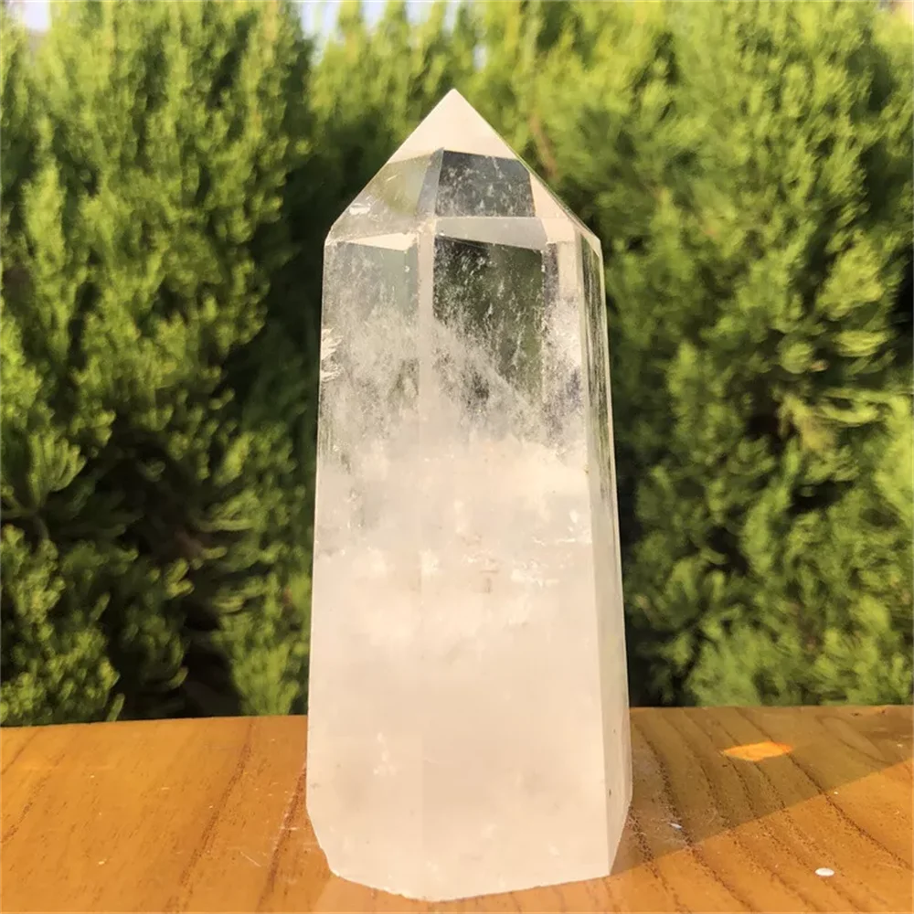 Natural White Transparent Quartz Obelisk Tower Mineral Reiki Healing Energy Demagnetization