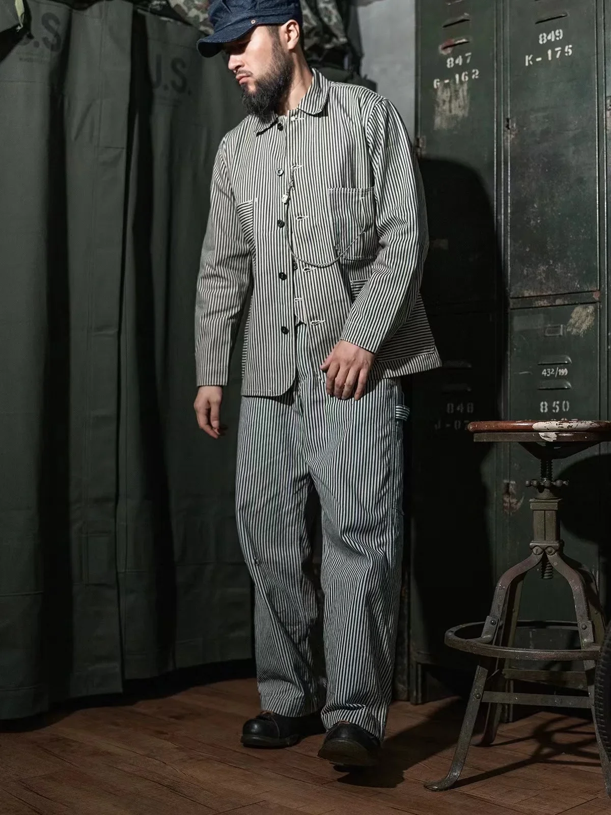 Прочный Бронсон партия 422 Экспресс полоса Chore Пальто Ретро джинсовая железная