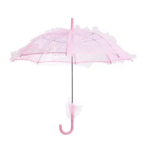 Stylish Western Style Umbrella Lace Fleur Parasol Decoration Wedding Bride Umbrella - Size Small (Pink)