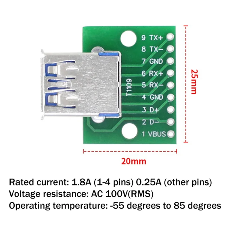 Usb 3.0 Female to Dip Pin Test Board Power Adapter Module Converter
