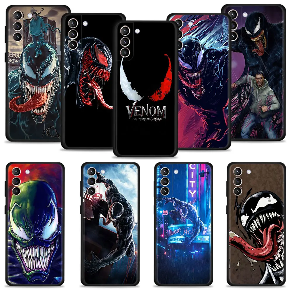 

Phone Case For Samsung Galaxy S22 S21 S20 Ultra FE S10 S9 S8 Plus S10e Note 20Ultra 10Plus Silicone Capa Cover Marvel Venom Hero