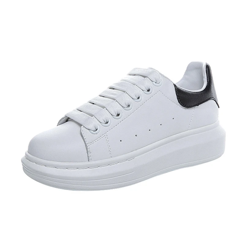 

Spring and Autumn Leather Ladies Thick Sole Tennis Breathable Fashion Sports Small White Women's Shoes Vulcanized Large Size 43