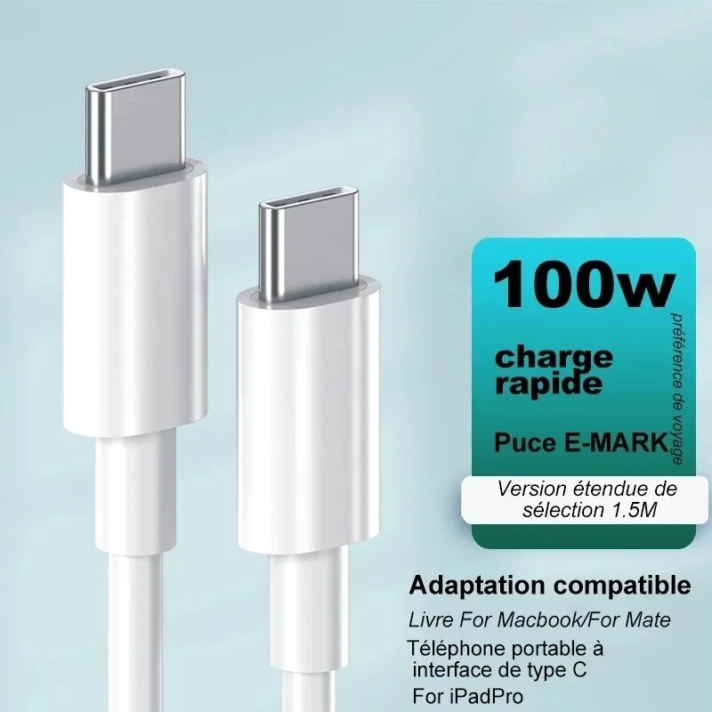 

Fast Charger Cable For Xiaomi Redmi Samsung S22 S21 Ultra Fe Phone Data Line Charging Accessories PD 100W USB C to Type-C Cable