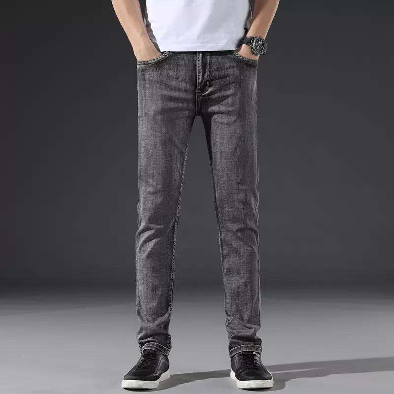 2022New quality 2022 New Men's Stretch-fit Jeans Business Casual Classic Style Fashion Denim Trousers Male Black Blue Gray P