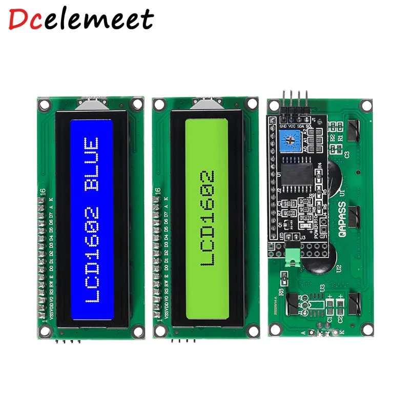 

ЖК-дисплей 1602 Модуль ЖКД синий/зеленый экран 16x2 символьный ЖК-дисплей PCF8574T PCF8574 IIC I2C интерфейс 5V Для Arduino R3 MEGA2560