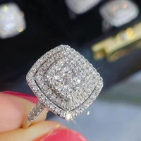 new bling bling cubic zirconia rings for women fashion square shaped luxury female accessories party versatile trendy jewelry