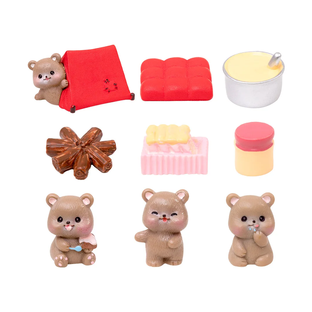 8 шт. 2024 мультяшная палатка для кемпинга фигурка медведя пейзаж сделай сам