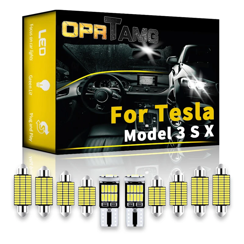 

OPRTAMG Canbus For Tesla Model 3 S X 1994-2012 2013 2015 2016 2018 2021 2022 Vehicle LED Interior Light Kit Car Lamp Accessories