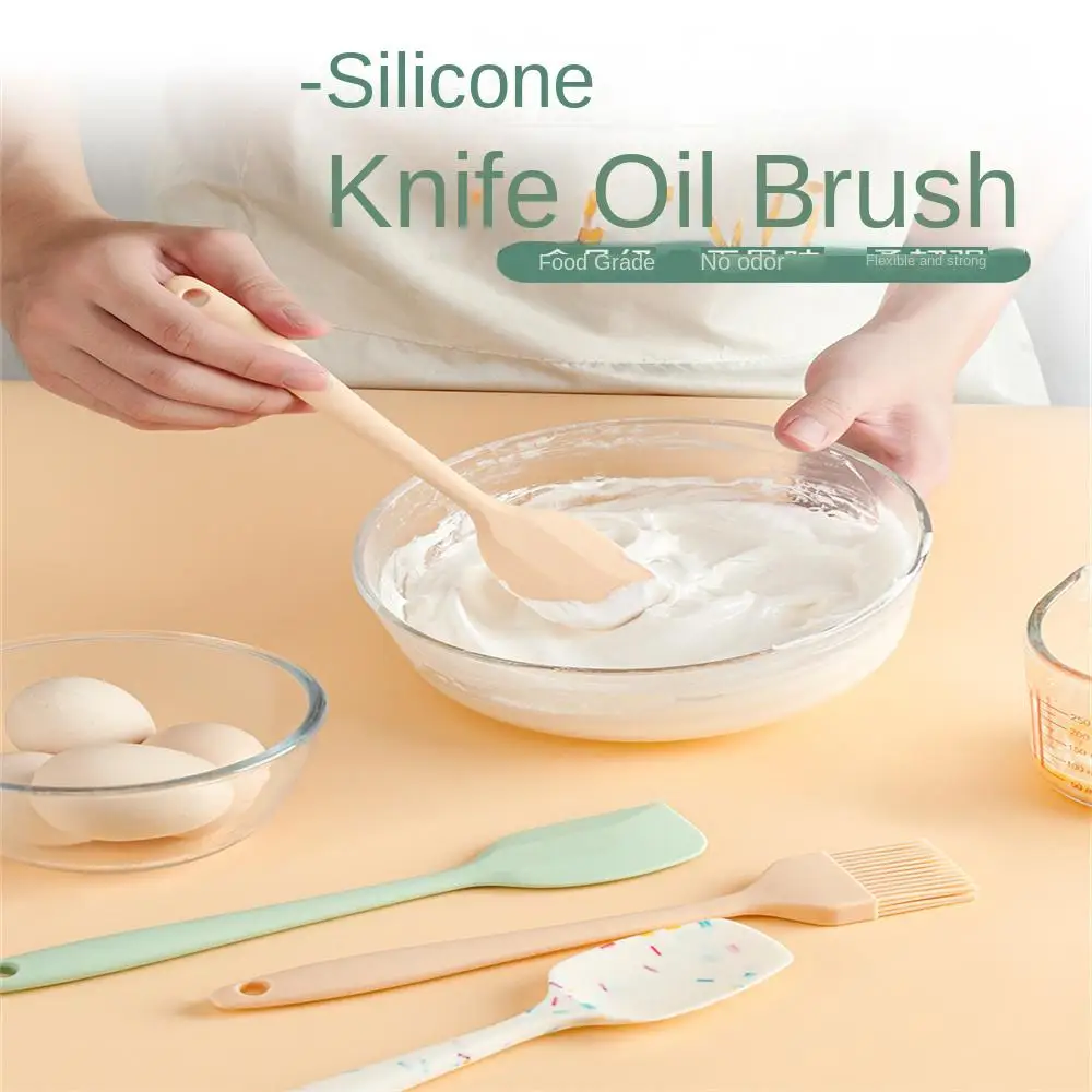 

Creative Design Silicone Small Scraper Oil Brush Cream Spatula Barbecue Silicone Brush Integrated Small Baking Tool