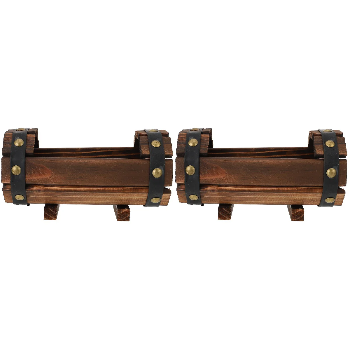 

2 Pcs Wooden Plants Pot Succulents Pots Bracket Retro Wooden Flower Small Whisky Anti-corrosion Balcony Office