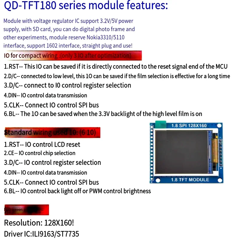 1-5 шт. Оригинальный новый 1,8-дюймовый последовательный SPI TFT LCD-модуль-дисплей с адаптером PCB IC, матрица 128x160 точек, 3,3В5В, совместимый интерфейс IO (art.: 3920db48401e7) - 3920db48401e7