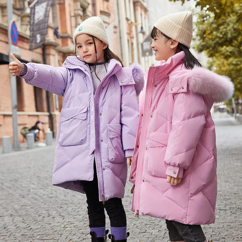 Down Jacket for Girls Winter Coat Thicken Hoodies Warm Outerwear 12 13 Years Children Outdoor Casual Costume School Kids Clothes
