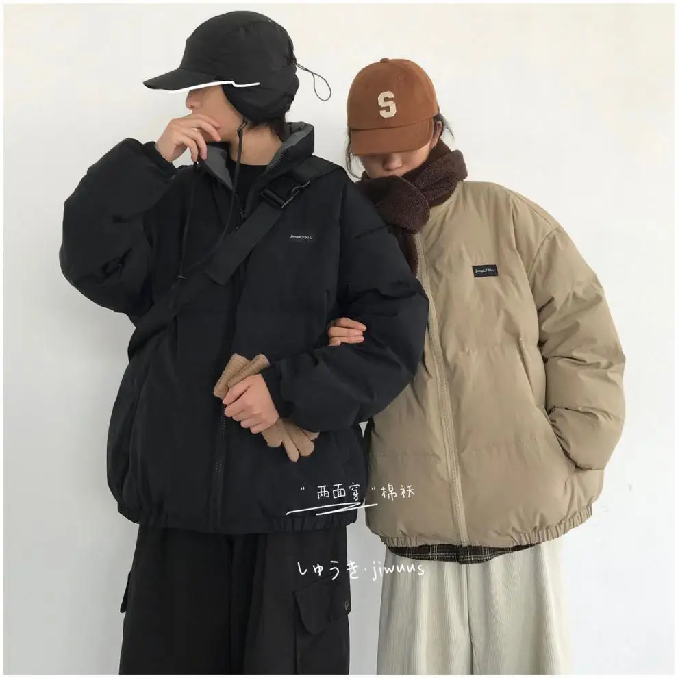 Winter warm retro cotton-padded clothes men and women loose two-sided coat lazy wind cotton-padded jacket couples
