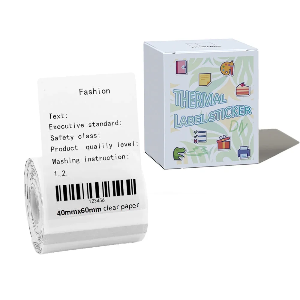 Label Tape M110 Transparent Labeling 40x60mm Thermal Print Paper Labels for Barcode/Address/Logo/Business/Home Tag