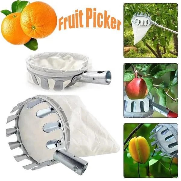 

14/16cm Metal Fruit Picker Convenient Fabric Orchard Fruit Catcher Gardening Orange Peach High Tree Picking Gardening Tools