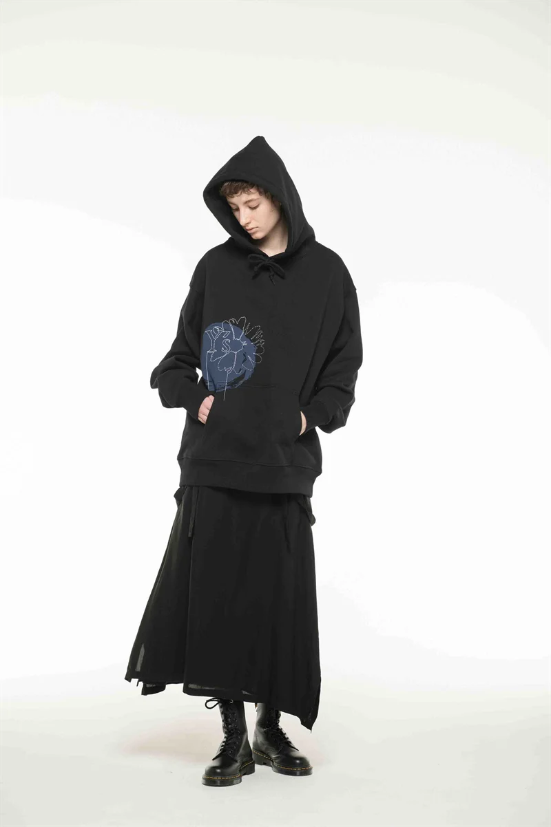 

Flower Yohji 21ss Hand-painted Bicolor Printing Hoodie For Men And Women