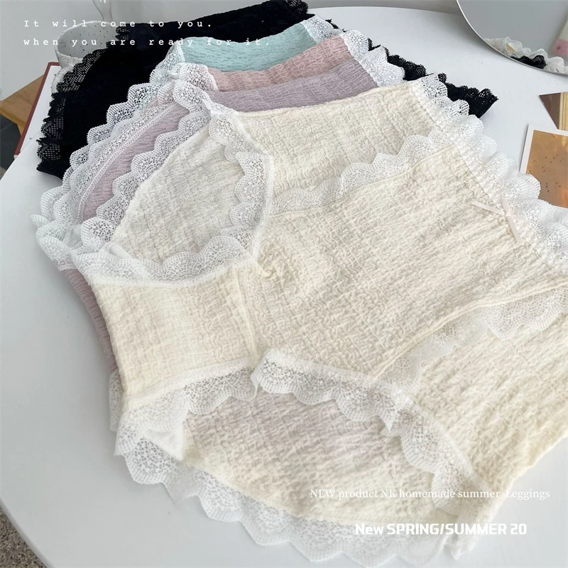 

Цветные кружевные трусики Macaron, милые женские трусики, минималистичные Трусики с высокой талией, однотонные женские трусики