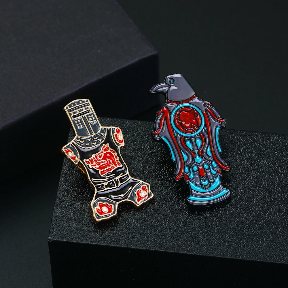 Фото Винтажные эмалированные броши Монти Пайтона и Святого Грааля P markiiity Black Knight «Только общая рана» булавка на лацкан №4