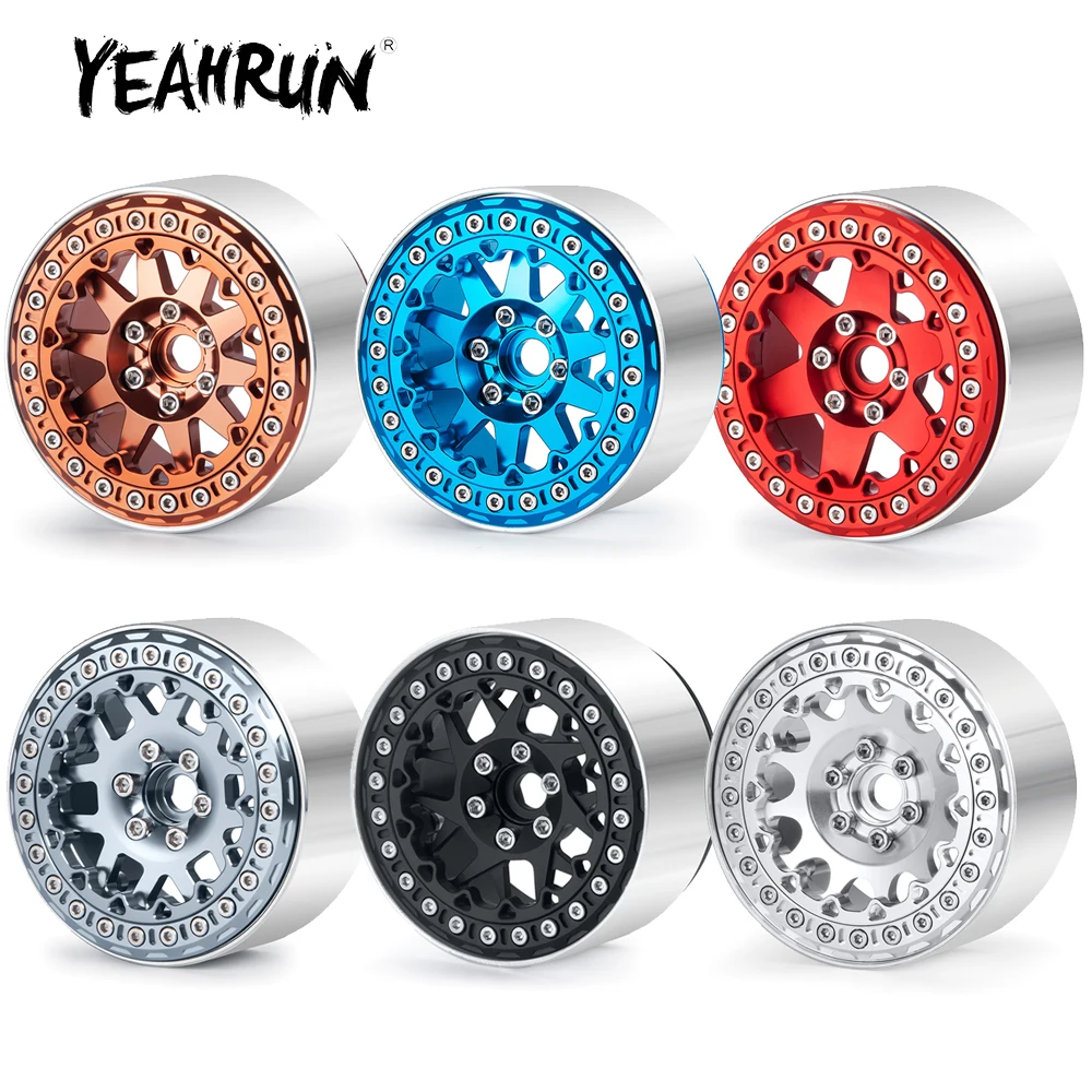 

YEAHRUN 4Pcs 2.2inch Metal Alloy Beadlock Wheel Rims Hubs Rings for TRX-4 Axial Wraith 90018 1/10 RC Crawler Car Parts