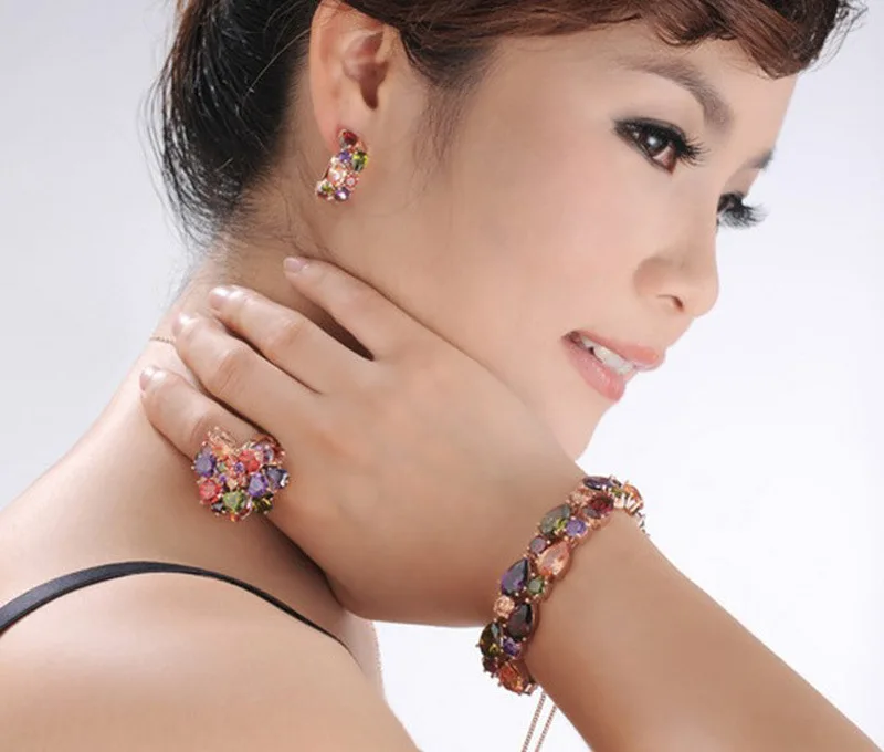 Серьги-кольца из нержавеющей стали розового золота с цирконом