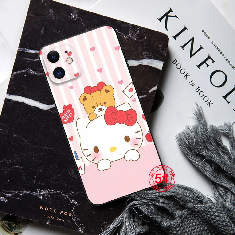 G35 Holle Kitty cute Soft Silicone Case for iPhone 15 14 Plus 13 12 11 X XS XR Pro Max Mini 8 7